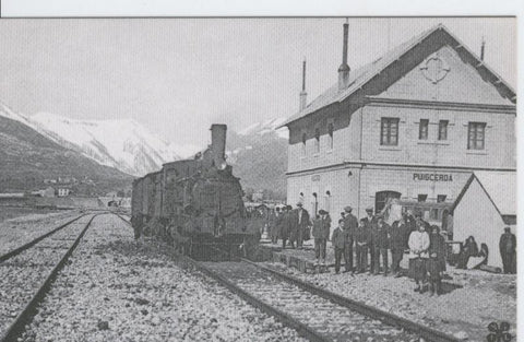 Postal 012292: Locomotara Vapor 030-2075 con tren viajero en Puigcerda, año 1920