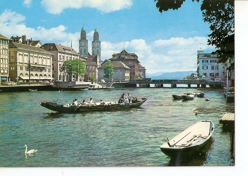 Postal 029460 : Zurich Limmatquai Rathausbrucke und Grossmunster
