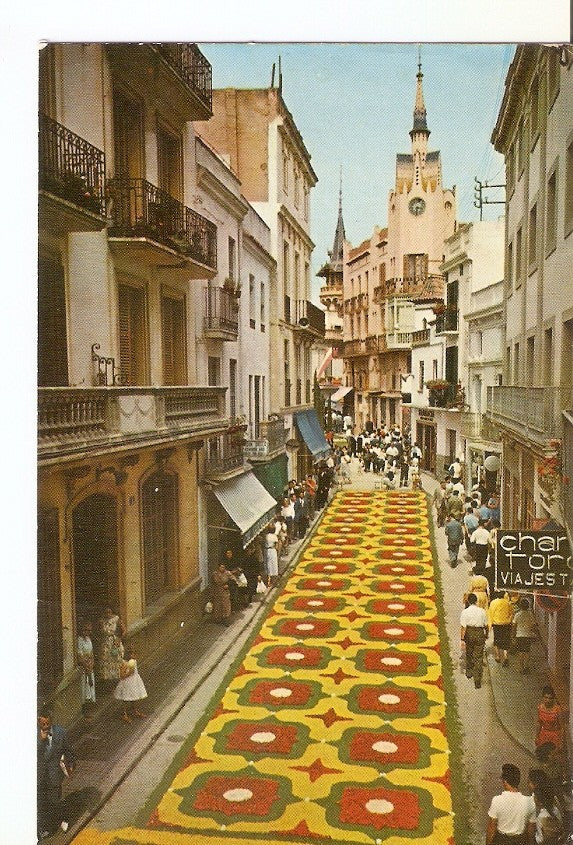 Postal 029480 : Sitges - Calle Paralladas durante el Corpus