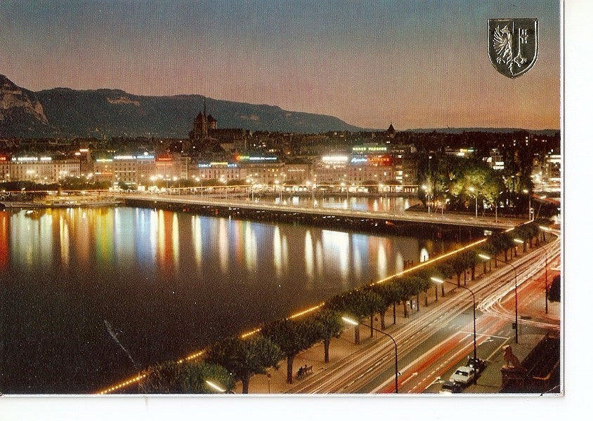 Postal 029571 : Geneve - La Rade le Soir