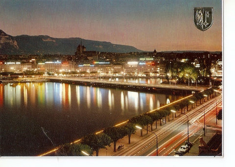 Postal 029571 : Geneve - La Rade le Soir