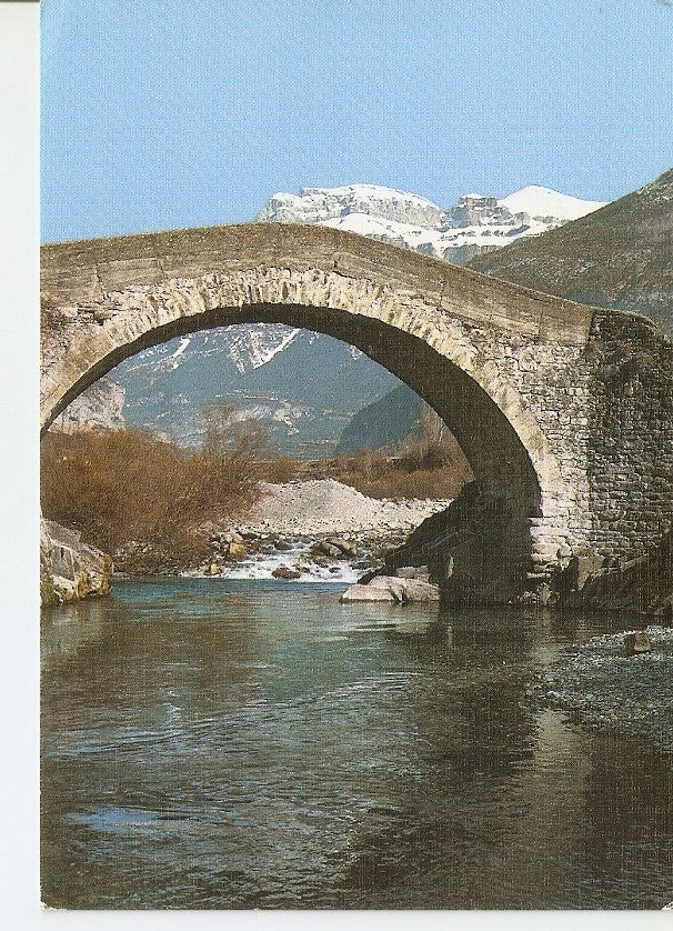 Postal 029798 : Torla (Huesca) Pirineo Aragones. Puente de la Glera sobre el Rio Ara