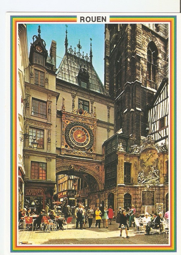 Postal 029808 : Images de France Rouen. La rue du Gros-Horloge et la fontaine
