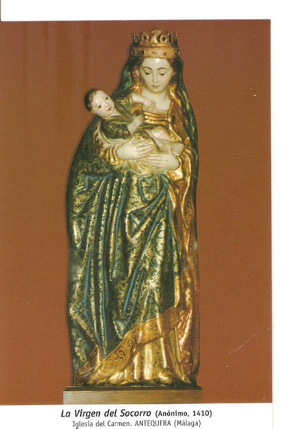 Postal 029938 : La Virgen del Socorro (Anonimo 1410) Iglesia del Carmen. Antequera (Malaga)