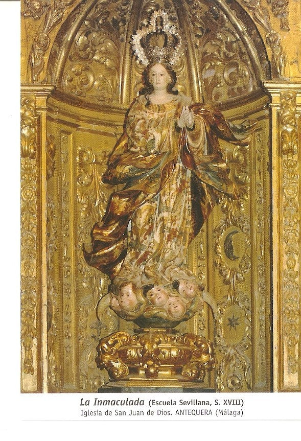 Postal 029942 : La Inmaculada (Escuela Sevillana S. XVIII) Iglesia de San Juan de Dios. Antequera (Malaga)