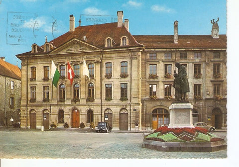 Postal 030226 : Yverdon. Hotel de Ville et monumento Pestalozzi