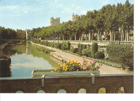 Postal 030286 : Narbonne (Aude) Le Canal de la Robine Au fond: LHotel de Ville et la Cathedrale