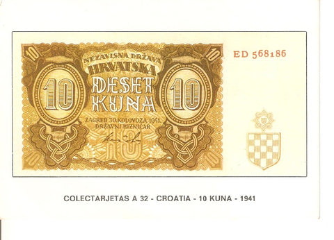 Postal 030499 : Colectarjetas A 32  Croatia - 10 Kuna -1941