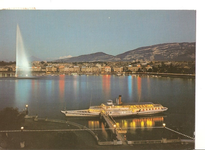 Postal 030509 : Geneve la Nuit - La Rade et le Jet dEau