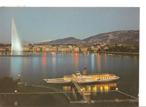 Postal 030509 : Geneve la Nuit - La Rade et le Jet dEau