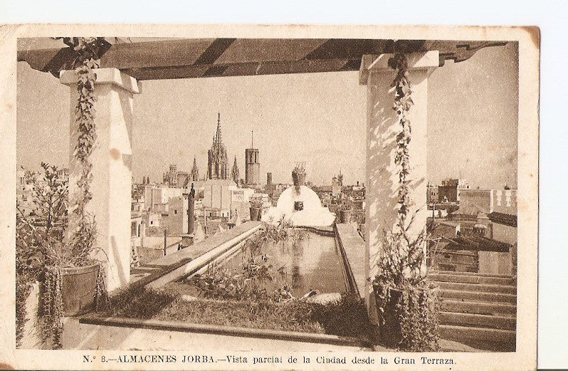 Postal 030572 : Almacenes Jorba vista parcial de la Ciudad desde la Gran Terraza