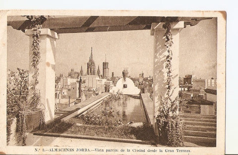 Postal 030572 : Almacenes Jorba vista parcial de la Ciudad desde la Gran Terraza