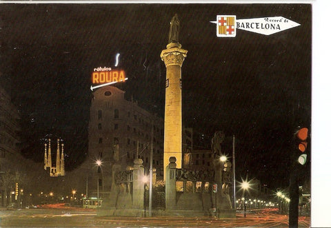 Postal 030617 : Barcelona. Monumento a Mossen Jacinto Verdaguer al fondo La Sagrada Familia