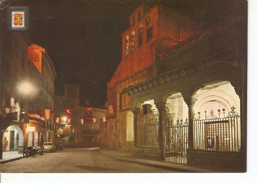 Postal 030899 : Pirineo Aragones (Huesca). Jaca (Perla del Pirineo). Catedral romanica vista nocturna de la Lonja pequeña