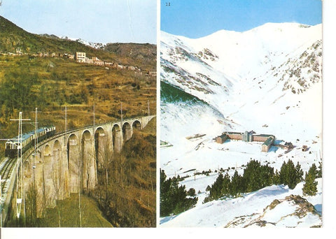 Postal 030904 : Nuria / Estacion invernal F.c. Cremallera Ribas - Nuria Vista general del Santuario al fondo Collado de Finistrelles