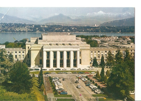 Postal 031040 : Geneve - Palais des Nations. Entree Principale et la Chaine du Mont-Blanc