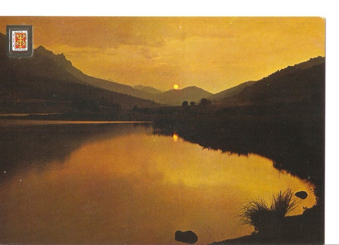 Postal 031097 : Pirineo Aragones (Huesca). Pantano de la Peña. Puesta de sol y bello atardecer