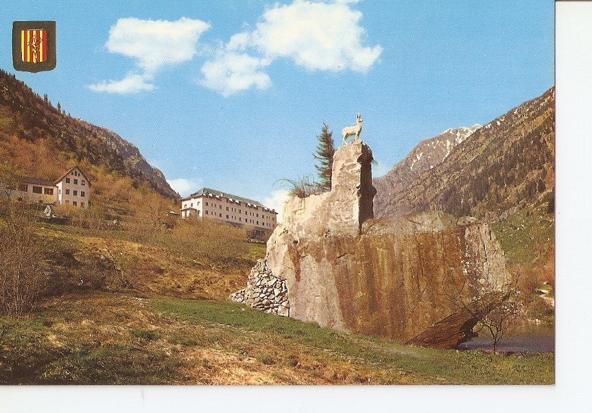 Postal 031119 : Pirineu Catala (Lleida). Vall de Bohi. Perspectiva del Balneari de Caldes de Bohi. EL manantial