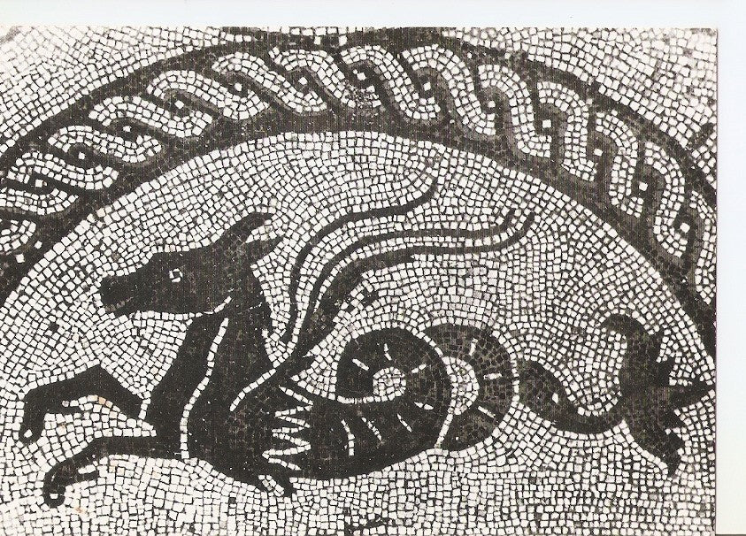 Postal 031361 : Fishbourne Roman Palace. One of the Sea. Horses from the Dolphin mosaic mid second century
