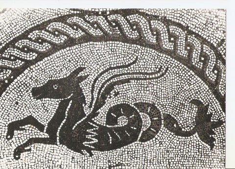 Postal 031361 : Fishbourne Roman Palace. One of the Sea. Horses from the Dolphin mosaic mid second century