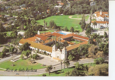 Postal 031384 : Aerial view of Santa Barbaras old mission