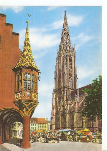 Postal 031388 : Freiburg im Breisgau. Munsterturm mit Kaufhauserker