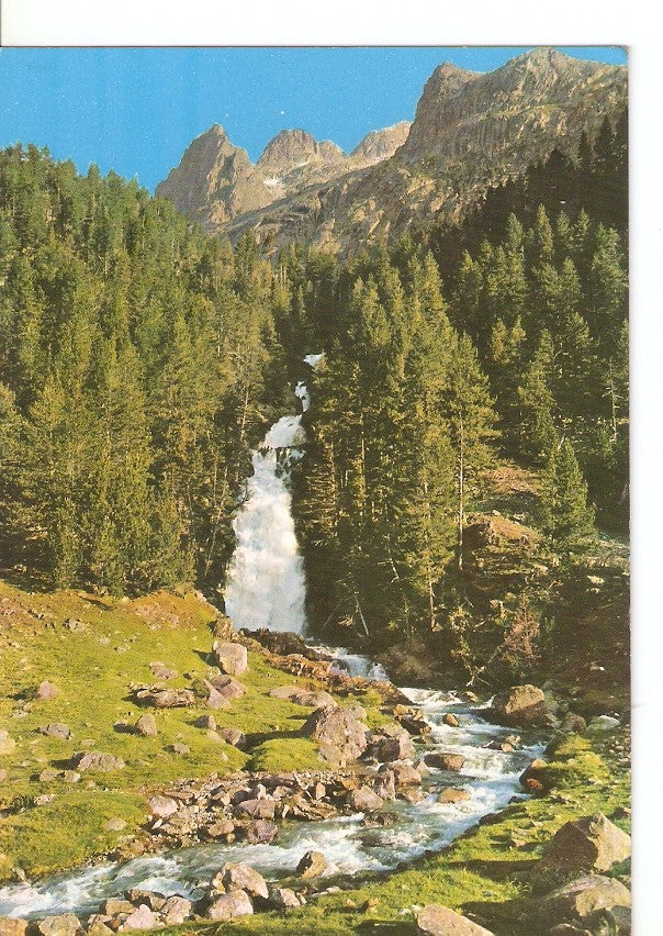 Postal 031399 : Benasque (Pirineo Aragones). Cascada y Pico de Remuñe