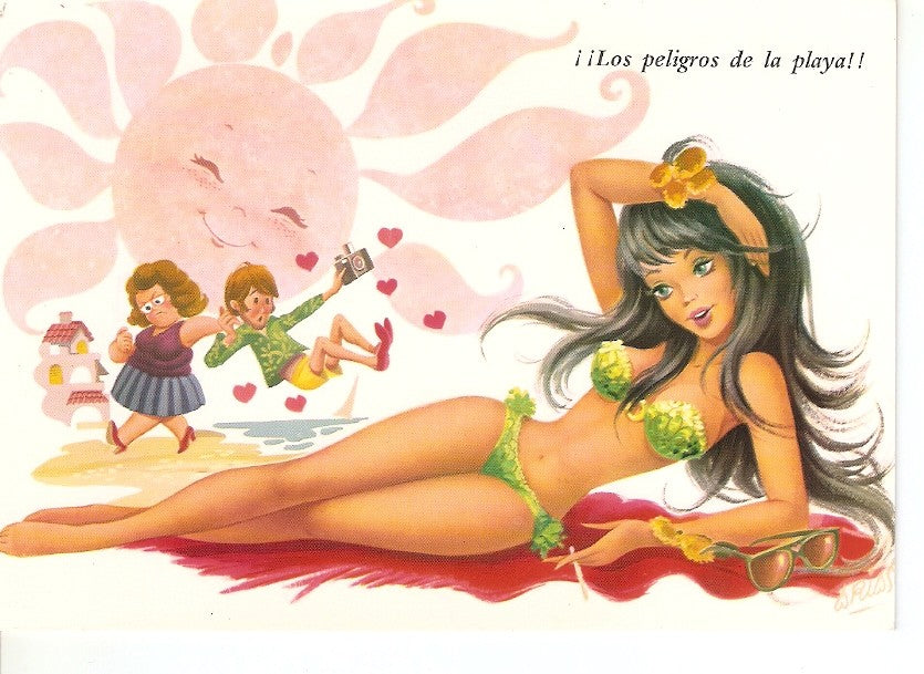 Postal 031568 : Los peligros de la playa