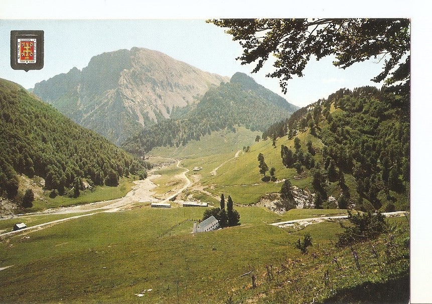 Postal 031587 : Pirineo Aragones (Huesca) Anso (Valle de Zuriza) al fondo Peña Euzcarri