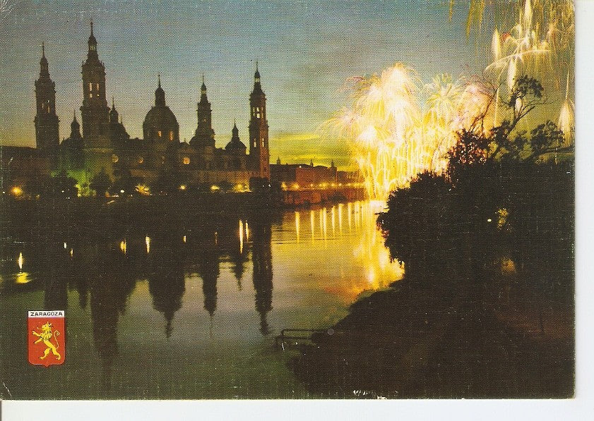 Postal 031649 : Zaragoza. Nocturno. Basilica del Pilar y Rio Ebro