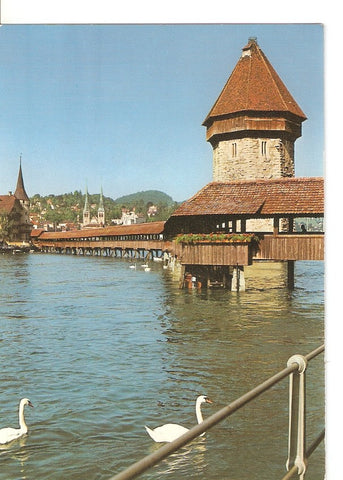 Postal 031785 : Luzern Kapelibrucke Wasserturm und Hofkirche