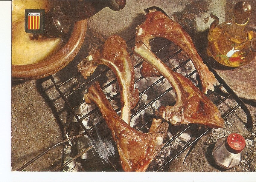 Postal 031787 : Platos tipicos. Costelles a ala brasa amb allioli