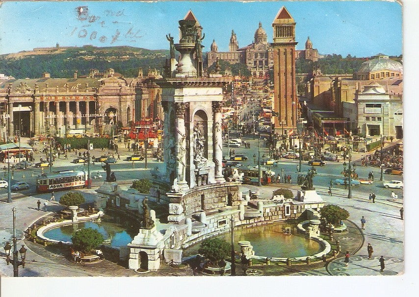 Postal 031954 : Barcelona. Plaza de España y Feria de Muestras
