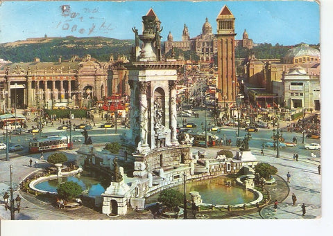 Postal 031954 : Barcelona. Plaza de España y Feria de Muestras