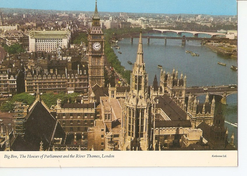 Postal 032017 : Big Ben The Houses of Parliament and the River Thames London