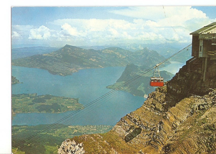 Postal 032109 : Pilatus-Luftseilbahn mit Blick aut Vierwaldstattersee Rigi und Burgenstock