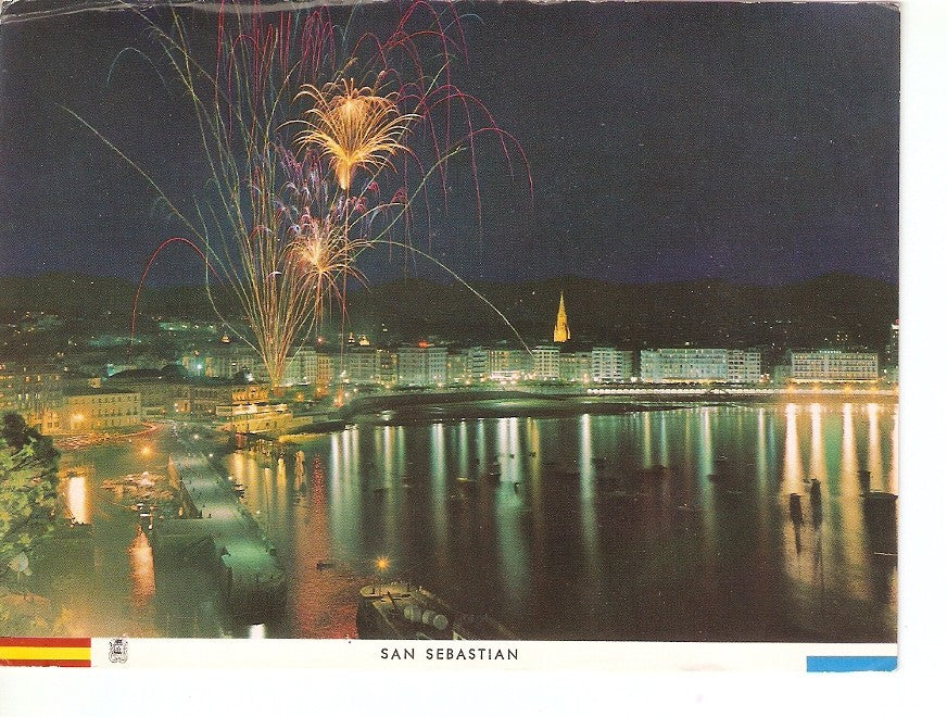 Postal 032143 : San sebastian. Vista nocturna desde Urgull
