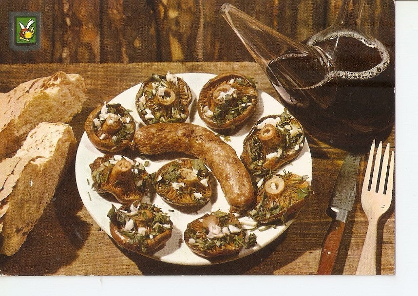 Postal 032145 : Platos tipicos. Butifarra con setas a la parrilla