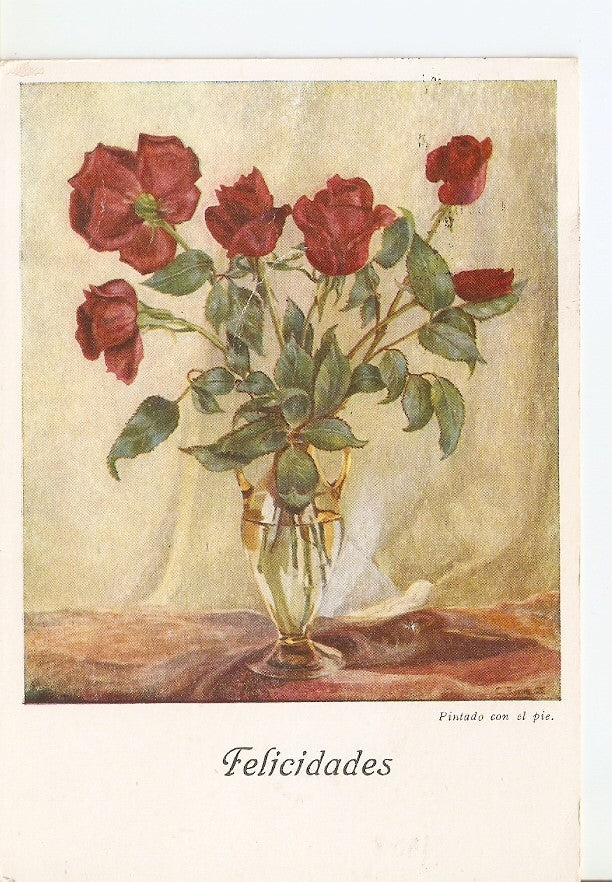 Postal 032185 : Original pintado con el pie por Carlos Pache