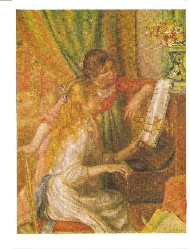 Postal 032499 : Auguste Renoir Jeunes filles aun piano Girls at the piano. Louvre Musee de lImpressionnisme