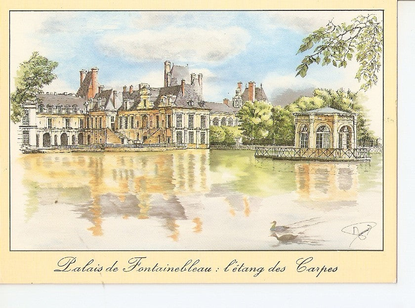Postal 032412 : Scenes et architecture dile de France Dessin dapres nature de Michel Perreard