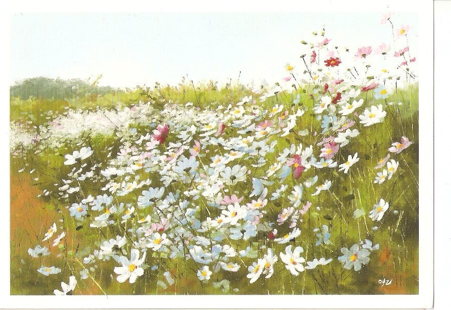 Postal 032415 : Campo de Flores. De un Original pintado con la boca por Sang-Yeol Lee