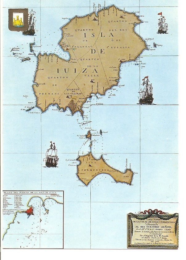 Postal 032479 : Ibiza. Isla Blanca mapa antiguo de Ibiza