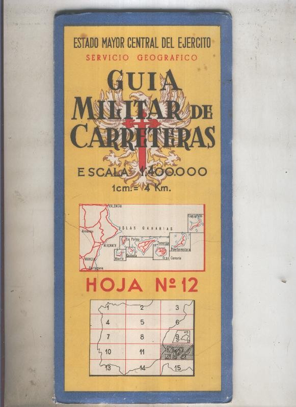 GUIA MILITAR DE CARRETERAS numero 12 de 1959