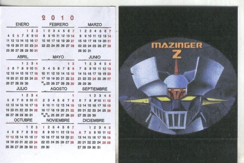 Calendario bolsillo 2010: Mazinger Z modelo 1