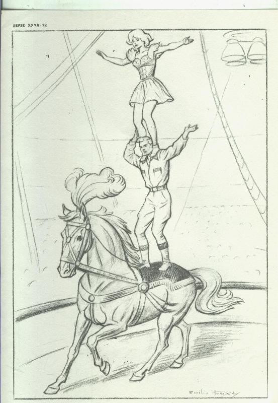 Lamina Emilio Freixas serie XXXV numero 12: escena de circo