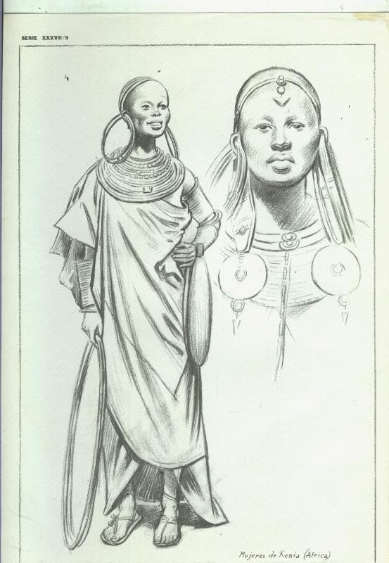 Lamina Emilio Freixas serie XXXVII numero 09: Mujer africana
