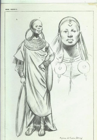 Lamina Emilio Freixas serie XXXVII numero 09: Mujer africana