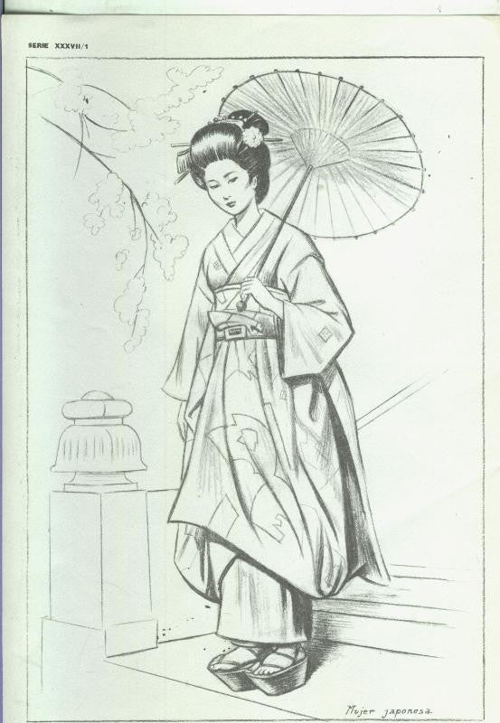 Lamina Emilio Freixas serie XXXVII numero 01. Mujer japonesa