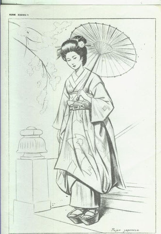 Lamina Emilio Freixas serie XXXVII numero 01. Mujer japonesa